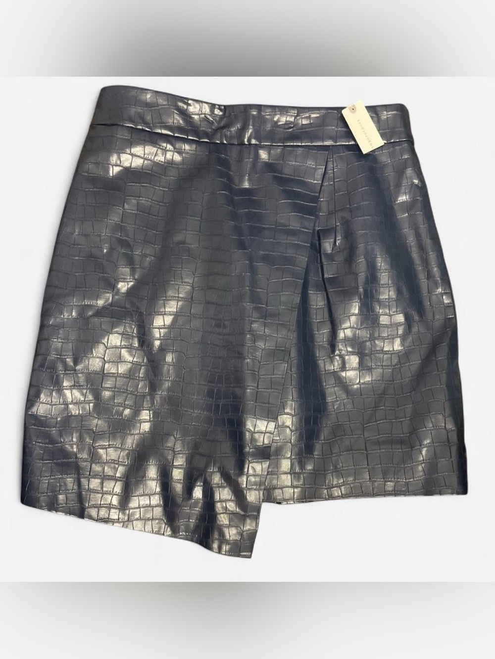 NWT Anthropologie Porridge navy faux leather wraparound look skirt Size 2